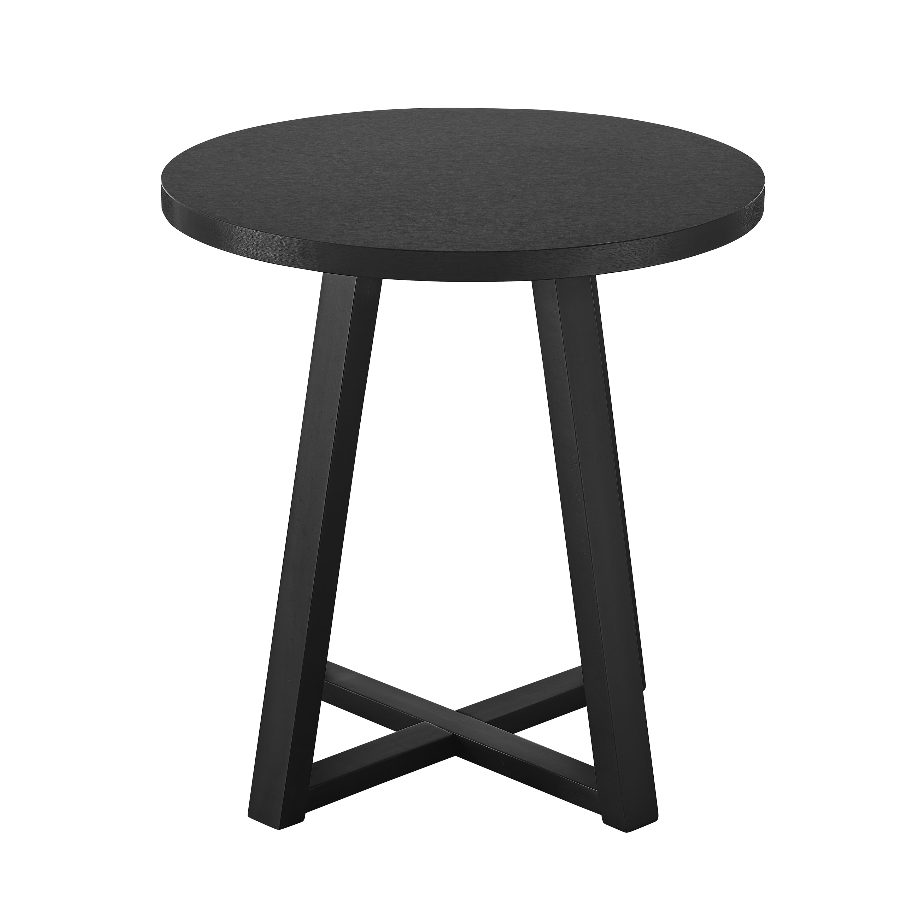 Wood Round End Table, Black