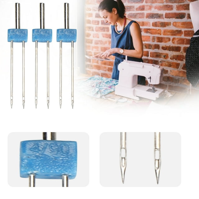 Aiguilles Doubles en Acier Inoxydable pour Enfiler et Accrocher Accessoires de Couture 3 Pcs
