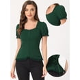 thumbnail image 2 of Camisa victoriana para mujer con cuello en forma de corazón y manga corta con cordones y blusa gótica Verde Oscuro M, 2 of 5