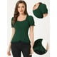 thumbnail image 2 of Camisa victoriana para mujer con cuello en forma de corazón y manga corta con cordones y blusa gótica Verde Oscuro M, 2 of 5