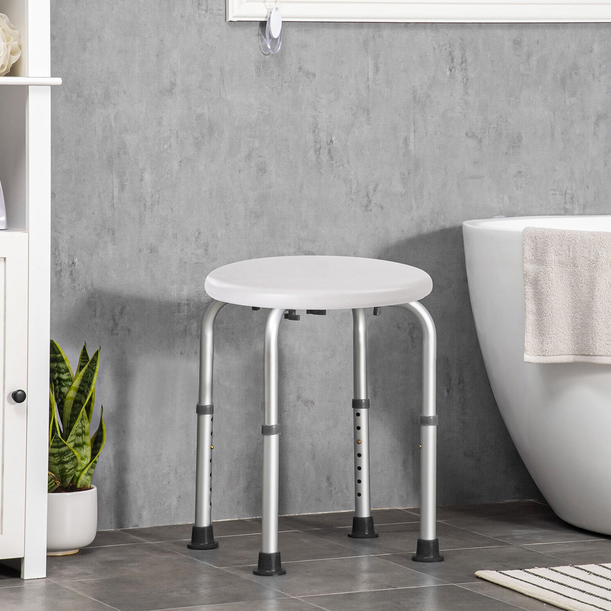 YYAo Shower Stool, Shower Chair Bench with Adjustable Heights and Non-Slip Rubber for Safety and Stability, White YYAo Shower Stool, Shower Chair Bench with Adjustable Heights and Non-Slip Rubber for Safety and Stability, White