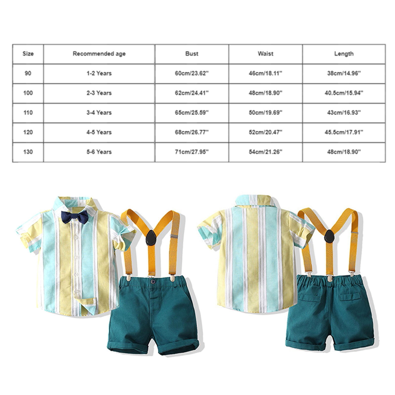 Ketyyh-chn99 Toddler Boys Summer Blazer Set Toddler Boy Clothes Formal Suit Wedding 2 Piece Outfit Boys Dress Shirt with Bowtie Overall Suspender Pants Kids Gentleman Sets Size for 2-3 Years,Blue