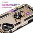 thumbnail image 3 of Dteck Case for iPhone 17,Military Grade Drop Impact Case 360 Metal Rotating Ring Kickstand Holder Armor Heavy Duty Shockproof Cover for iPhone 17 ,Gold, 3 of 7