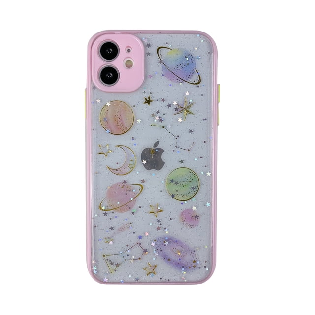 Compatible with iPhone Cute Case Clear, Handmade Glitter Bling Sparkle Design Slim Soft TPU Pretty Phone Cover for Girls Women Compatible iPhone