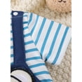 thumbnail image 6 of FEORJGP Infant Baby Boys Summer Clothes Newborn Short Sleeve Rompers Crew Neck Jumpsuits Cartoon Bear Embroidery Stripe Fake Two-Pieces Bodysuits Toddler Loose Casual Cute Set, 6 of 9
