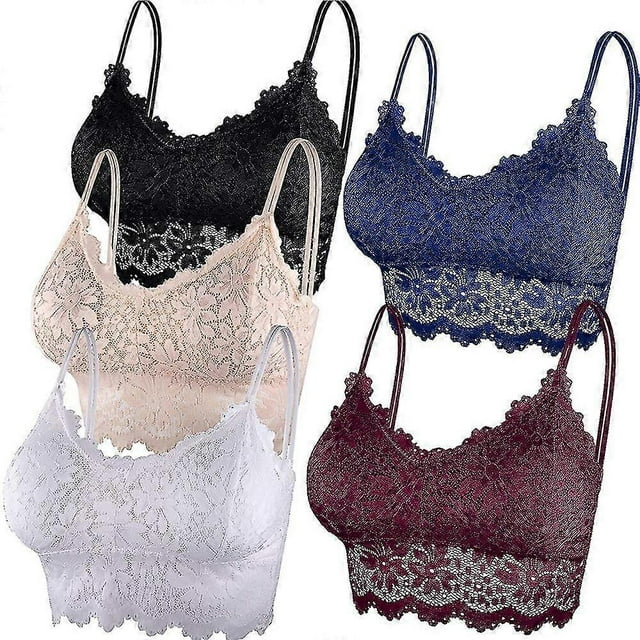 5 Pcs Lace Bralettes For Women Bralette Padded Lace Bandeau Bra