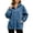 Blue, variant on IUYRTFE Women Denim 1/4 Zip Hooded Pullover Long Sleeve Loose Fit Top with Pockets