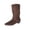 Coffee, variant on Women's Slouchy Knee High Boots, Pointed Toe Low Heel Pull On Tall Faux Suede Boots, Ruched Wide Calf Fall Winter Dress Boots