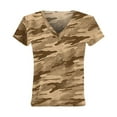 thumbnail image 4 of Womens Summer Camo Tops Short Sleeve Leopard Shirts Crew Neck Cute Trendy Tunic Blouses Khaki XXL, 4 of 4