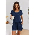 thumbnail image 5 of Ekouaer Womens Pajama Sets 2 Piece Soft Short Sleeve Top and Shorts Sleepwear Round Neck Pjs Lounge Set with Pockets, 5 of 6