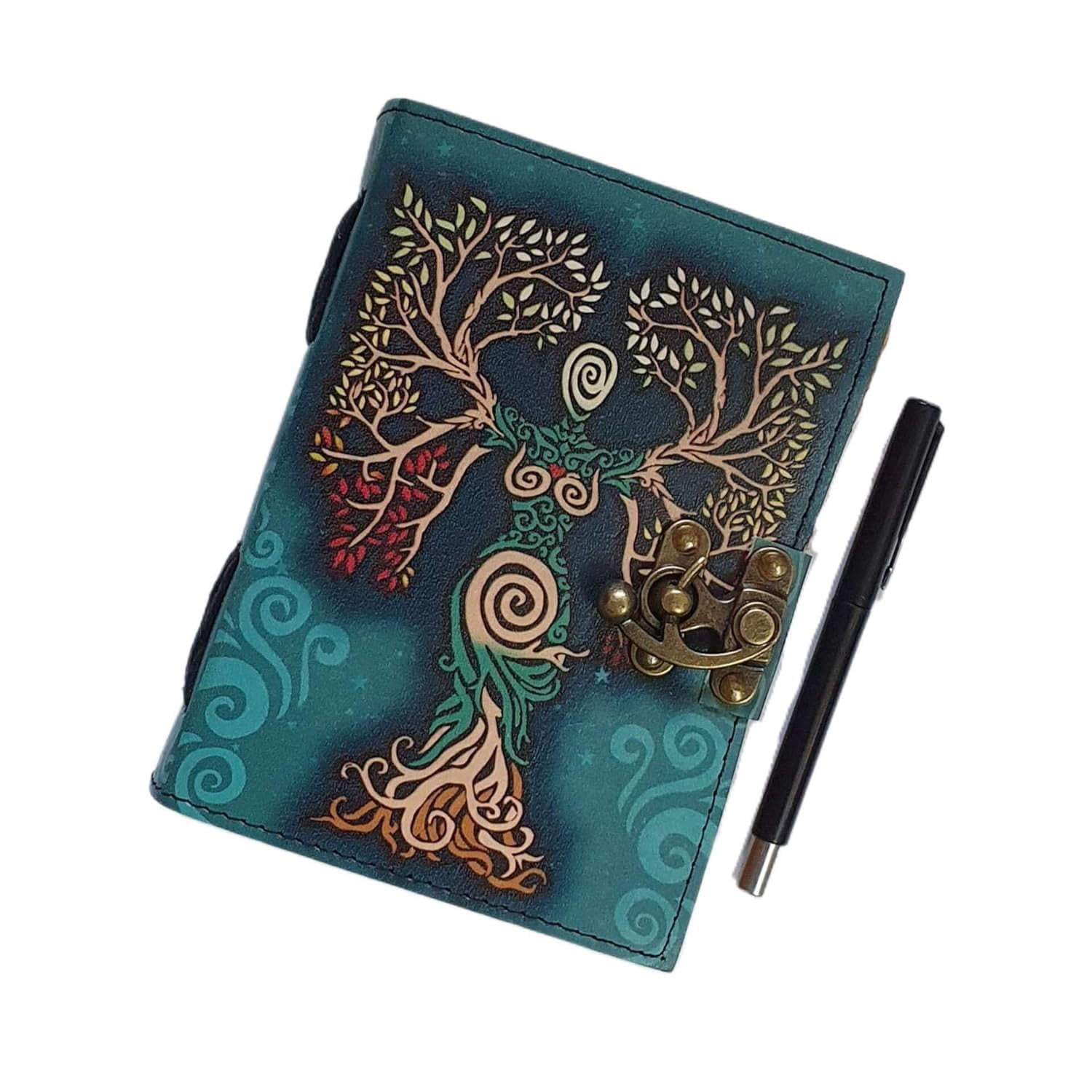 Vintage Leather Tree of Life Lock Diary – 200 Pages Handmade Journal
