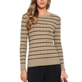 thumbnail image 1 of SWEATER CASUAL INSPIRE CHIC PARA MUJERES DE RAYAS CON CUELLO REDONDO HUECO TENDENCIA OTOÑO INVIERNO L MARRÓN, 1 of 5