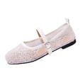 thumbnail image 2 of Fnooota Women's Flat Shoes, Square Toe Lace Casual Lightweight Non-slip Party Shoes White Size 6, 2 of 8