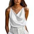 thumbnail image 4 of Ahabrexf Satin Camisole Tops for Women, Draped Cowl Neck Spaghetti Strap Solid Color Dressy Tank Top for Office Party Wedding Wear, 4 of 9