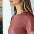 thumbnail image 5 of Dalix Lil Smile Face Embroidered Lightweight Relaxed Jersey Tee Summer Cute Short Sleeve T Shirt Womens in Mauve XS X-Small, 5 of 5