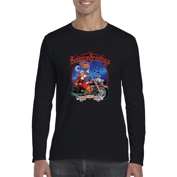MmF - Mens Long Sleeve T-Shirts - SEASONS GREETINGS HAPPY HOLIDAYS