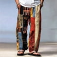 thumbnail image 2 of SGFCWSX Mens Harem Pants Patchwork Elastic Waist Drawstring Pockets Loose Boho Hippie Beach Casual Pants Red Size 2XL, 2 of 7