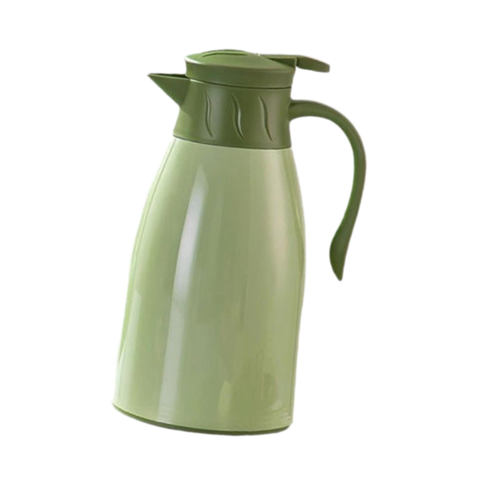 Fiocias Vacuum Insulated Pitcher Water Jug Portable Fashion Portable with Lid No Leakage Green