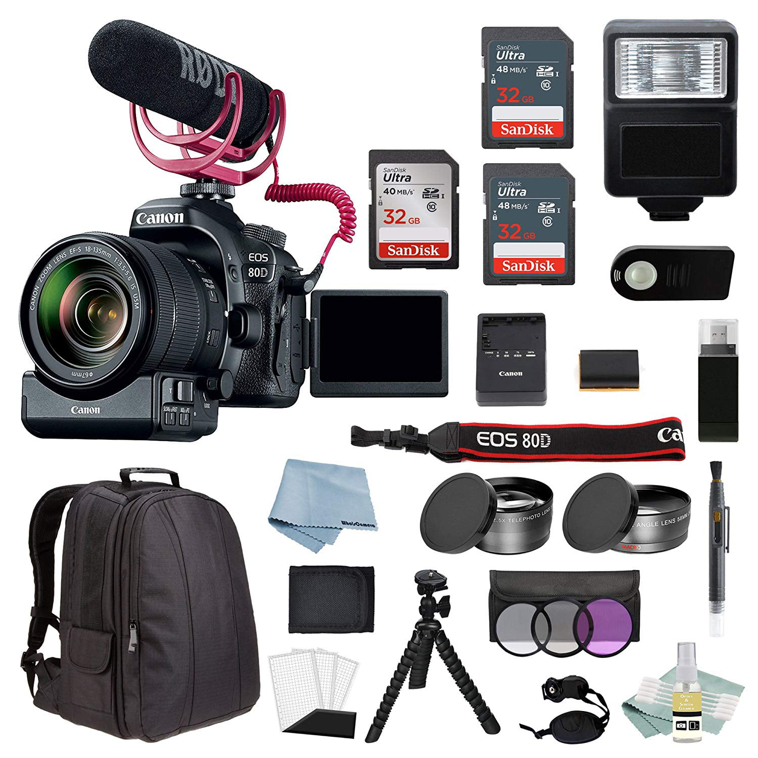 Canon EOS 80D Digital SLR Camera Video Creator Kit with EF-S 18 