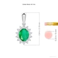 thumbnail image 4 of ANGARA Natural Oval 1.5 ct Emerald Pendant with Floral Diamond Halo in 14K White Gold for Women (Size-9x7mm) | May Birthstone, Birthday, Anniversary, Jewelry Gift for Women | Natural Emerald Necklace, 4 of 9