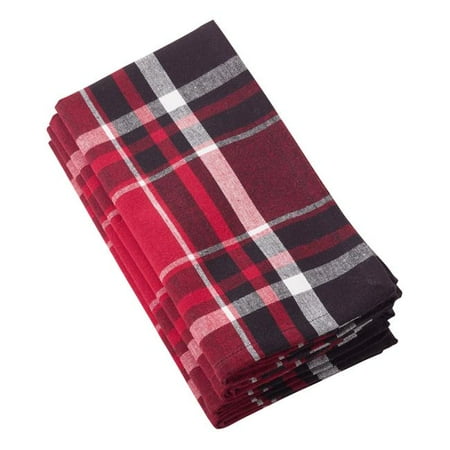 

SARO 20 in. Square Jarret Classic Plaid Design Cotton Napkin Red - Set of 4