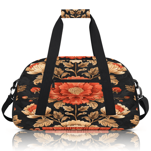 Herdesigns Vintage Sports Duffle Bag for Women & Men, Floral Gym Bag Dance Bag Overnight Bag Carry On Weekender Travel Bag