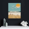 thumbnail image 5 of Wuche Boho Sun Canvas Wall Art Abstract Blue Sea Sunset And Sunrise Picture Abstract Beach Wall Art Prints Beach Waves And Bird Wall Art Abstract Ocean Waves Poster Boho Minimalist Line Art, 5 of 5