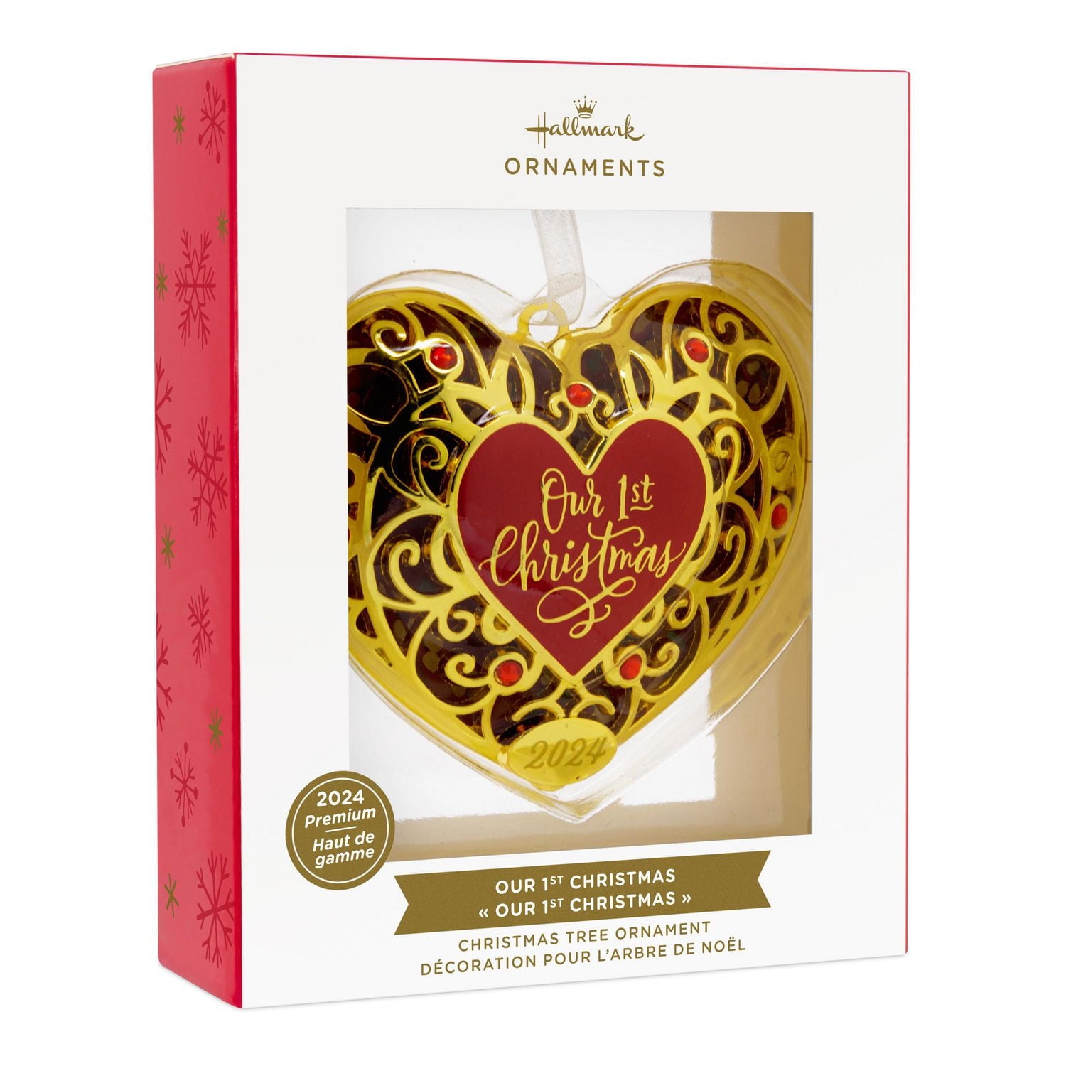 Décoration Hallmark de Noël (Médaillon en forme de cœur « Our 1st Christmas 2024 », décoration métallique haut de gamme)