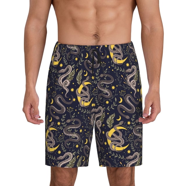 Vsdgher Short de Pyjama Imprimé Serpent pour Hommes Bas de Pyjama Léger avec Poches-TG