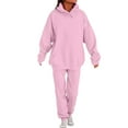 thumbnail image 2 of Huankd Womens Plus Size 2 Piece Jogger Set Cozy Oversized Fleece Sweatsuit for Lounge and Casual Wear Pink S, 2 of 6