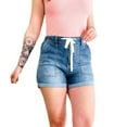 thumbnail image 5 of Clearance! Plus Size Shorts Jean Shorts Womens Blue Denim Drawstring Shorts Comfortable Casual Denim Shorts Womens Casual Shorts Summer Drawstring Elastic Waist Comfy Short with Pockets XS-XXXL, 5 of 7