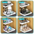 thumbnail image 4 of STORKING Expandable Pull Out Cabinet Organizer 21" Deep, White Adhesive Pull Out Drawers for Cabinets 12.6"W - 20.5"W, No Drill Expandablet Drawer for Kitchen, Pantry, Bathroom, 4 of 6