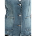 thumbnail image 5 of DARING DIVA Women's V Neck Patch Pockets Button Down Sleeveless Jacket L Blue Grey, 5 of 7