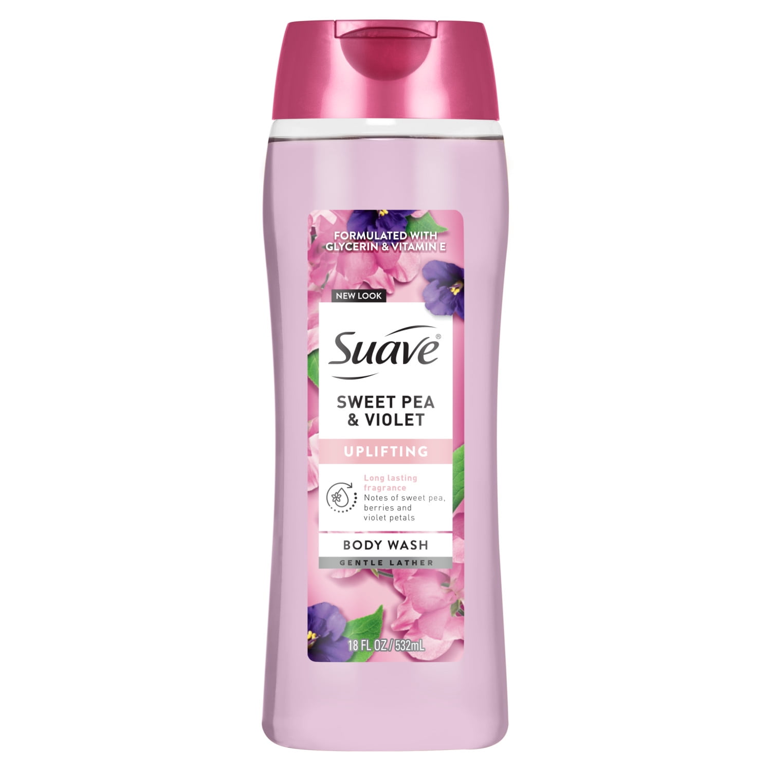 (3 pack) Suave Sweet Pea & Violet Moisturizing Body Wash with Glycerin & Vitamin E, 18 fl oz