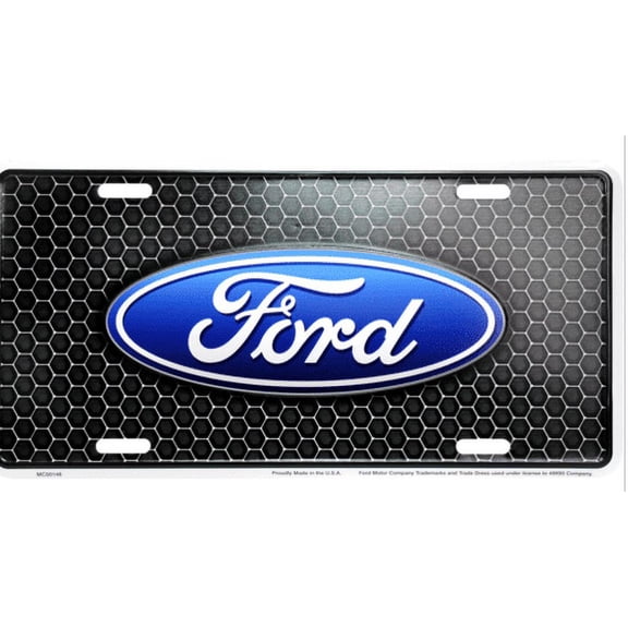 Ford Logo Black Aluminum Novelty License Plate Tag for Front of Car-Truck