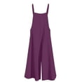thumbnail image 3 of Usmixi Jumpsuits for Women Casual Plus Size Loose Wide Leg Lightweight Cotton Linen Strap Long Jumpsuits Overalls Summer Formal Solid Square Neck Sleeveless Maxi Rompers Purple xxxl, 3 of 4