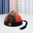 thumbnail image 3 of Sombrero de príncipe heredero, sombrero de emperador Qing, sombrero Oriental chino de satén, sombrero de propietario para fotografía, Fiesta Temática, Negro Rojo 58cm, 3 of 8