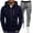 T143 Navy, variant on Curuila Sweatsuits Mens 2 Piece Outfit With Pocket Zipper Long Sleeve Solid Color Hooded Sweatshirt With Sweatpants Loose Fit Comfort Tracksuit Size L