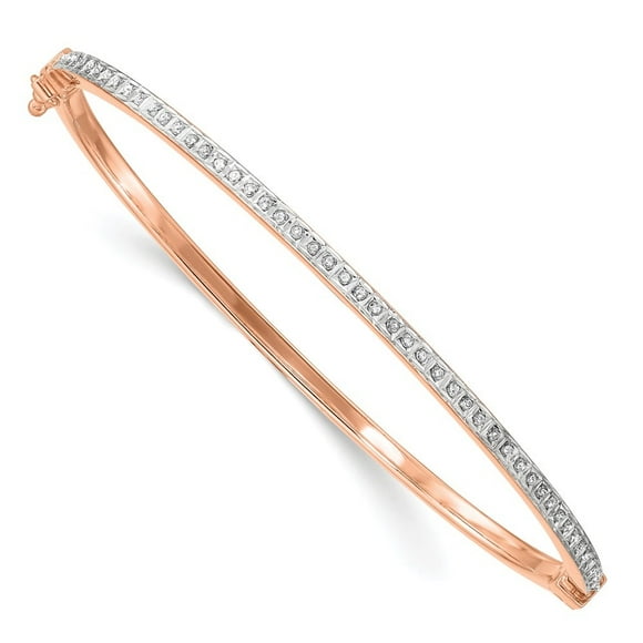Diamond2Deal 925 Sterling Silver 18k Rose Gold-plated Diamond Bangle for Women