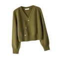 thumbnail image 3 of Suéter tipo cárdigan Yuyangstore ligero para otoño e invierno con cuello en V Verde, 3 of 8