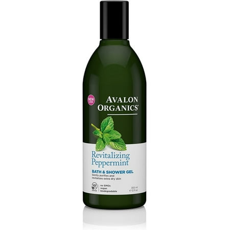 - 2 Pack - Avalon Organics Bath & Shower Gel, Revitalizing Peppermint 12 oz