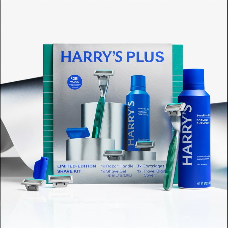 Harry's Plus Holiday Gift Set with Shaving Razor for Men, 3 Blade