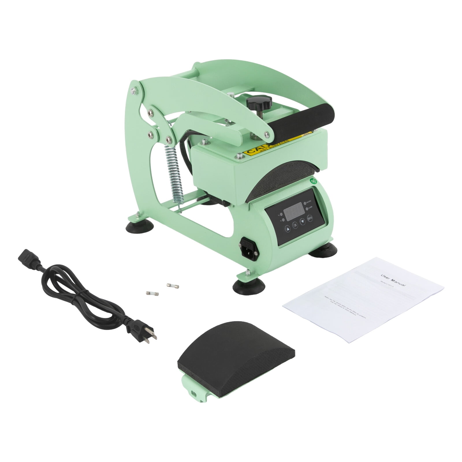 500W Cap Heat Press Machine, 2-in-1 Hat Heat Press, Light Green, Heat Transfer Machine, Easy to Use, Hat Heat Press Machine with Digital LCD Timer & Temperature Control, 110V