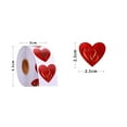 thumbnail image 3 of MUAXDA 500 Red Heart Shape Stickers, Valentines Glitter Red Heart Stickers, 3 Different Designs in one roll, Suitable for Love Theme Party Decorations, Annieversary, Birthday, 3 of 6