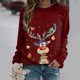 thumbnail image 1 of Suéter de manga larga con estampado de animales para mujer, Tops elegantes Vintage, camiseta de muñeco de nieve de moda callejera, cuello redondo, Otoño e Invierno, 1 of 5