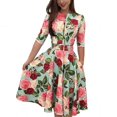 thumbnail image 1 of CHOK Women Floral Zipper Bodycon A-Line Skater Mini Dress, 1 of 2