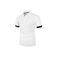 thumbnail image 5 of Yifymode Men's Classic Fit Short Sleeve Polo Shirt, Breathable Textured Fabric with Contrast Trim for Casual Wear White XL, 5 of 5