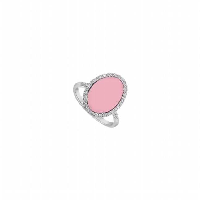 Fine Jewelry Vault UBBK7022AGCZVPK Sterling Silver Pink Chalcedony & Cubic Zirconia Ring 16 CT TGW , 56 Stones by Fine Jewelry Vault