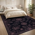 thumbnail image 3 of ODIKA 8'x10' Washable Area Rug Gothic Bat Trailing Vine Flowers Halloween Decorative Purple for Living Room, Under Sectional, Family , Durable, Non-Slip, 3 of 7