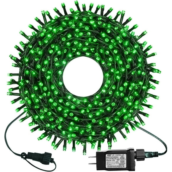 Cadena de luces Kemooie 300 LED 30 m, verde, 8 modos, 110 V